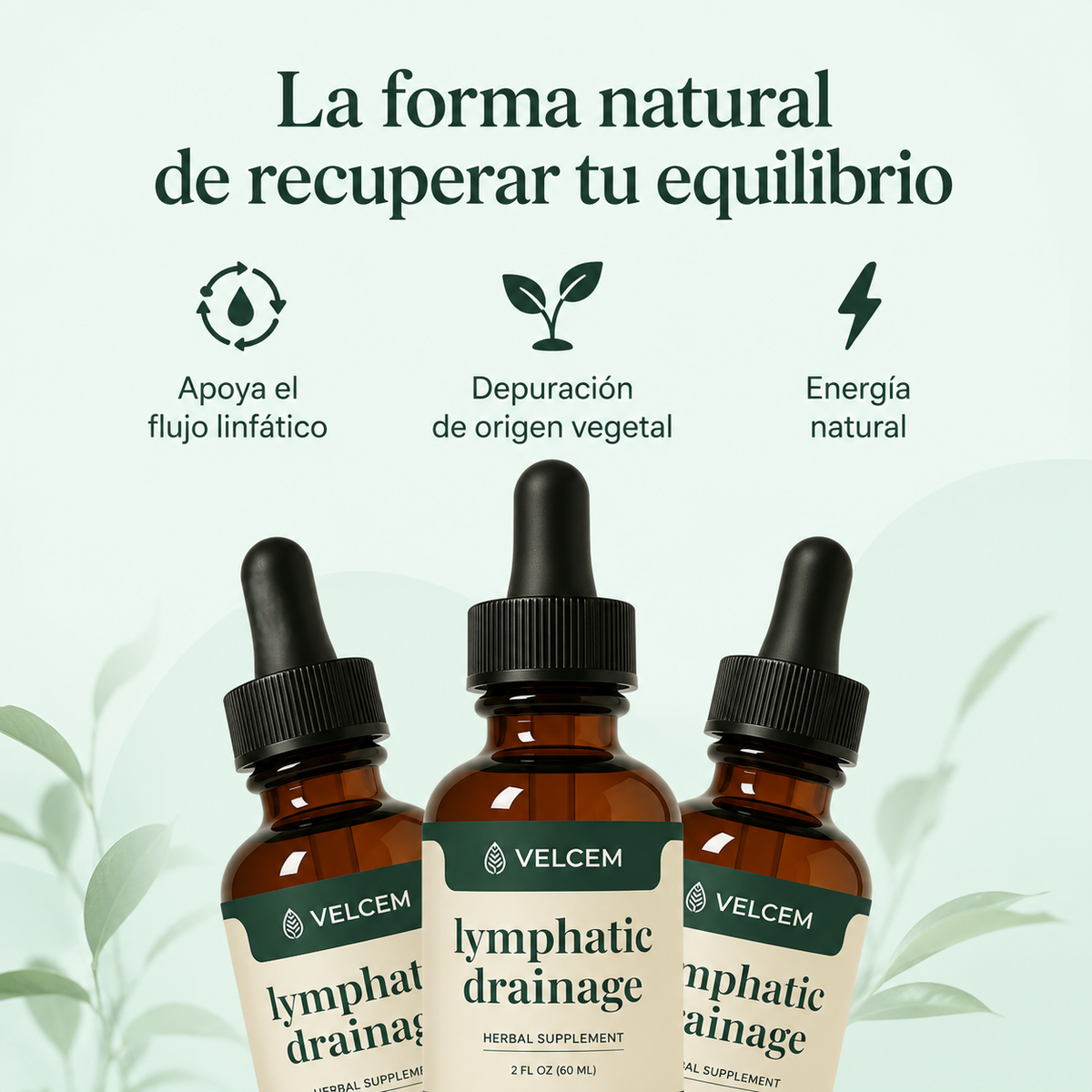 Drenaje Linfático Natural en Gotas | Menos Hinchazón | Velcem..