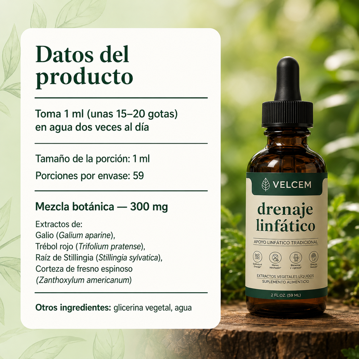 Drenaje Linfático Natural en Gotas | Menos Hinchazón | Velcem..