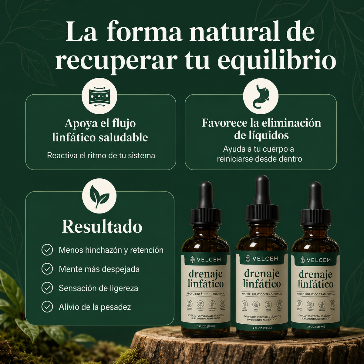 Drenaje Linfático Natural en Gotas | Menos Hinchazón | Velcem..